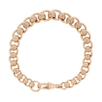 9t Yellow Gold Patterned Rollerball Bracelet 7.5"