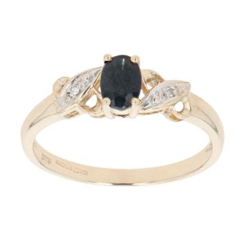 9ct Yellow Gold 0.02ct Diamond and Sapphire Fancy Ring