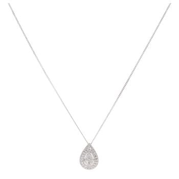 9ct White Gold 0.12ct Diamond Cluster Pendant and Chain 18"