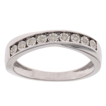 9ct White Gold 0.06ct Diamond Half Eternity Ring