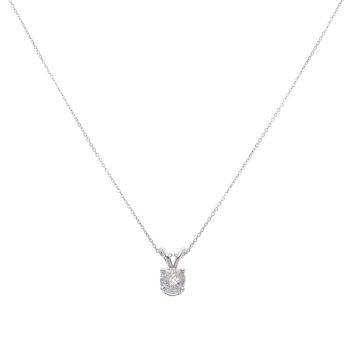 9ct White Gold 0.50ct Brilliant Cut Diamond Solitaire Pendant and Chain 18"