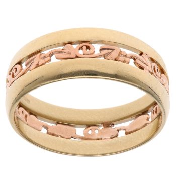 9ct Yellow and Rose Gold Clogau Three Row Ring
