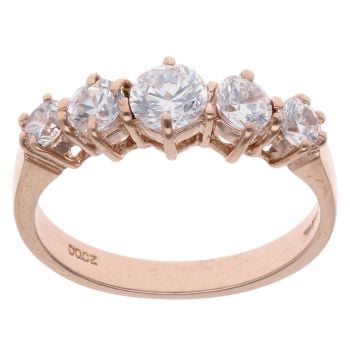 14ct Rose Gold Cubic Zirconia Five Stone Ring