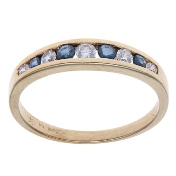 9ct Yellow Gold Cubic Zirconia and Sapphire Half Eternity Ring