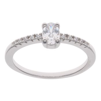 Silver Cubic Zirconia Single Stone Ring By Icesia