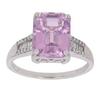 Platinum 0.15ct Diamond and Kunzite Ring