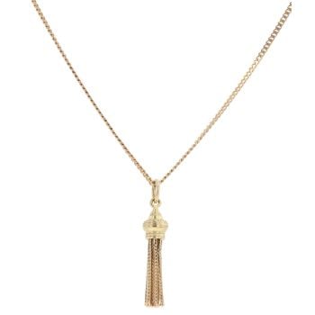 9ct Yellow Gold Tassel Pendant And Chain 18"