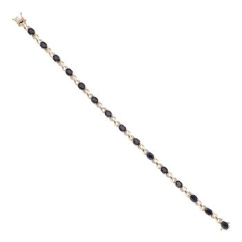 9ct Yellow Gold 0.15ct Diamond and Sapphire Bracelet 7"