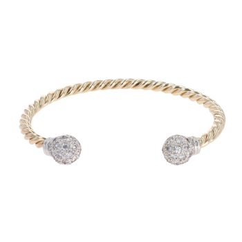 9ct Yellow Gold Cubic Zirconia Torque Twist Bangle