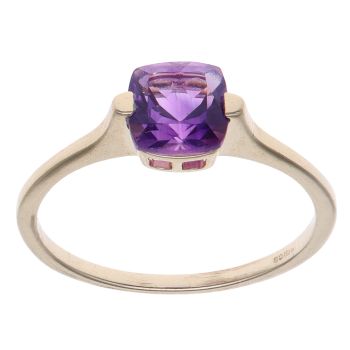 9ct Yellow Gold Amethyst Solitaire Ring