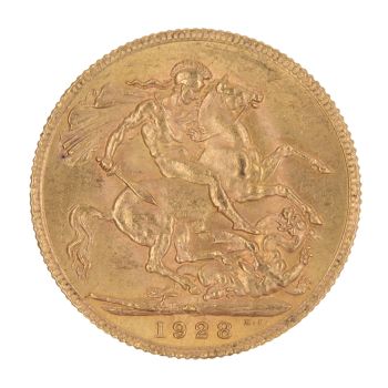 1928 George V Large Head South Africa Full Sovereign Coin