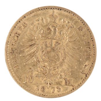1873 Wilhelm 10 Mark German Coin