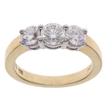 18ct Yellow Gold 1.00ct Brilliant Cut Diamond Graduated Trilogy Ring