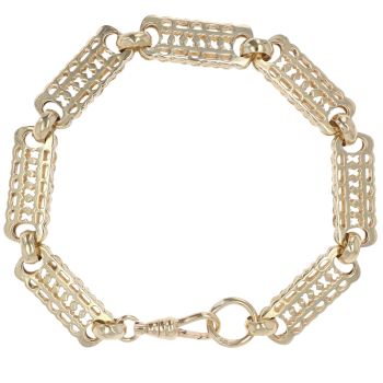 9ct Yellow Gold Stars and Bars Bracelet 7.5"