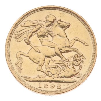 1892 Victoria Jubilee Head UK Full Sovereign Coin