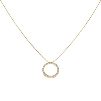 18ct Yellow Gold 0.25ct Brilliant Cut Diamond Circle Pendant and Chain 18"