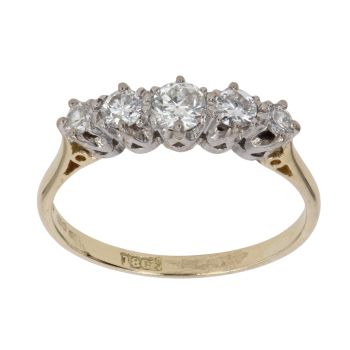 18ct Yellow Gold 0.60ct Brilliant Cut Diamond Five Stone Ring