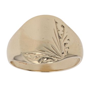 9ct Yellow Gold Patterned Signet Ring