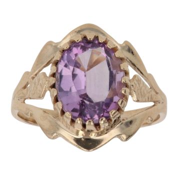 9ct Yellow Gold Amethyst Single Stone Ring