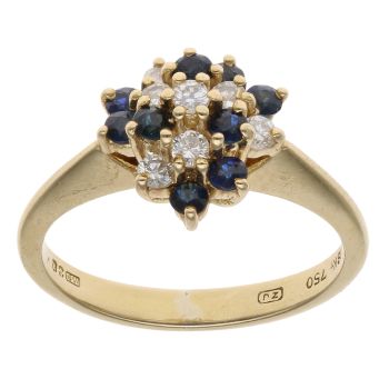 18ct Yellow Gold 0.20ct Diamond And Sapphire Cluster Ring