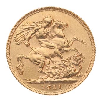 1911 George V Large Head UK Full Sovereign Coin