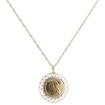 9ct Yellow Gold 1894 Victoria Half Sovereign Coin Pendant And Chain 20"