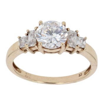9ct Yellow Gold Cubic Zirconia Five Stone Fancy Ring