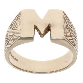 9ct Yellow Gold M Initial Signet Ring
