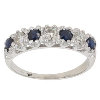 14ct White Gold 0.30ct Diamond and Sapphire Half Eternity Ring