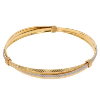 22ct Yellow and White Gold Diamond Cut Twist Patterned Bangle