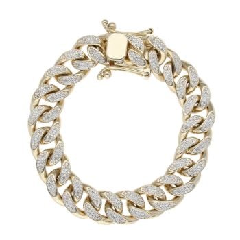 9ct Yellow Gold Cubic Zirconia Curb Bracelet 8.5"