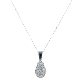 Silver Cubic Zirconia Boxing Glove Pendant and Chain 22" By Icesia
