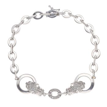 18ct White Gold 0.55ct Brilliant Cut Diamond Panther Bracelet 7.5"