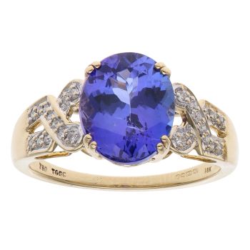 18ct Yellow Gold 0.10ct Diamond and Tanzanite Single Stone Ring