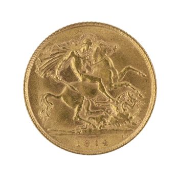1914 George V Large Head UK Half Sovereign Coin