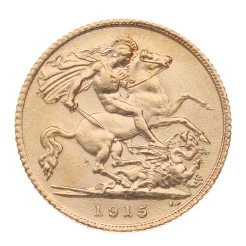 1915 George V Large Head UK Half Sovereign Coin