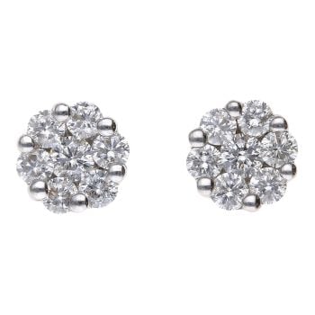 18ct White Gold 0.55ct Brilliant Cut Diamond Cluster Earrings