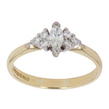 18ct Yellow Gold 0.29ct Marquise and Brilliant Cut Diamond Fancy Ring