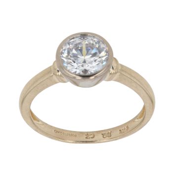 14ct Yellow Gold Cubic Zirconia Single Stone Ring