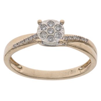 9ct Yellow and White Gold 0.20ct Brilliant Cut Diamond Cluster Ring