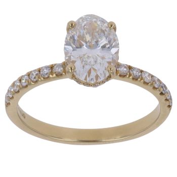 18ct Yellow Gold 2.00ct Oval and Brilliant Cut Lab Grown Diamond Solitaire Ring