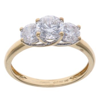 18ct Yellow Gold Cubic Zirconia Three Stone Ring