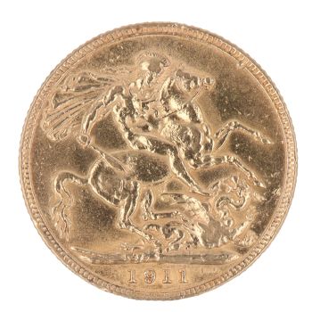 1911 George V Leage Head UK Full Sovereign Coin