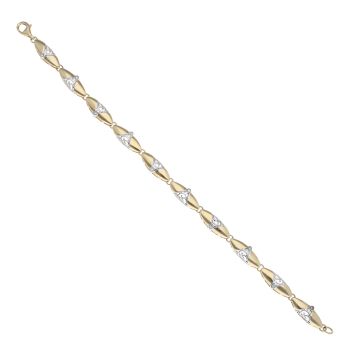 9ct Yellow And White Gold 0.10ct Diamond Bracelet 7.5"