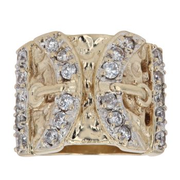 9ct Yellow Gold Cubic Zirconia Double Buckle Ring