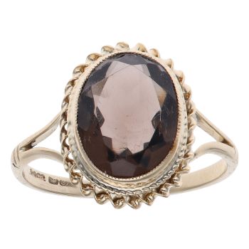 9ct Yellow Gold Smoky Quartz Single Stone Ring