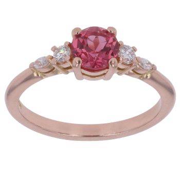 14ct Rose Gold 0.15ct Diamond and Pink Sapphire Ring