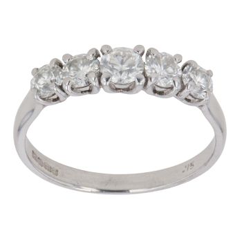 18ct White Gold 0.75ct Brilliant Cut Diamond Five Stone Ring