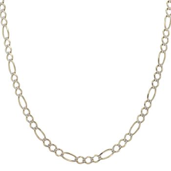 9ct Yellow and White Gold Diamond Cut Figaro Chain 22"