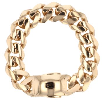 14ct Yellow Gold Monaco Classic Plain Lock Curb Bracelet 10"